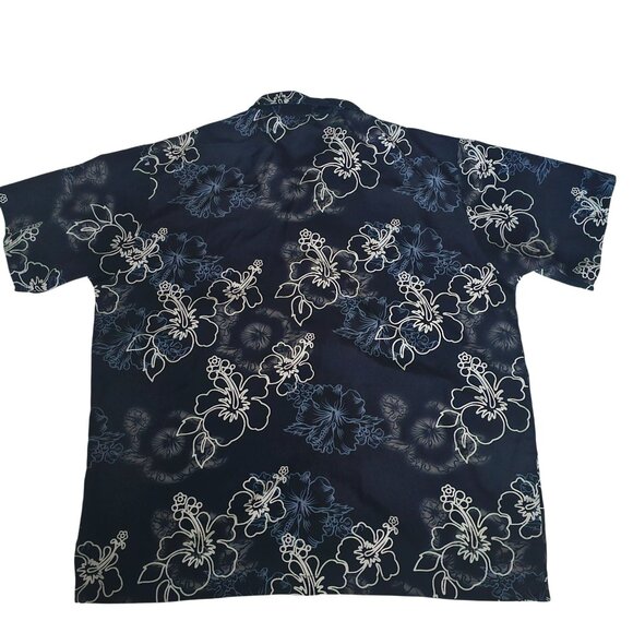 Ocean Current Navy Floral Hawaiian Button Front Short Sleeve Shirt Men's Large - Picture 3 of 10